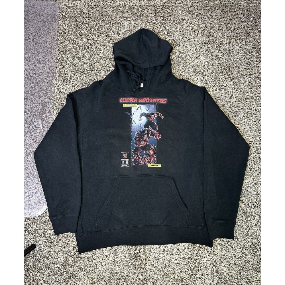 Lucha Brothers Comic Print Men's Size XL Black  Hoodie Sweatshirt